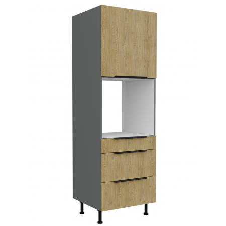 Zabudowa piekarnika z szufladami 60 cm CREMA dąb cremona / antracyt 60 DPS-215 2F